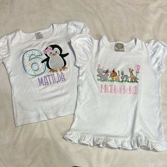 Custom Matilda embroidered 6th bday T-Shirts EUC - Picture 1 of 3